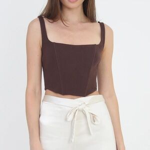 SALT + CO. - Top No. 08, Knit Zipper Back Corset Top in Espresso (NWT)